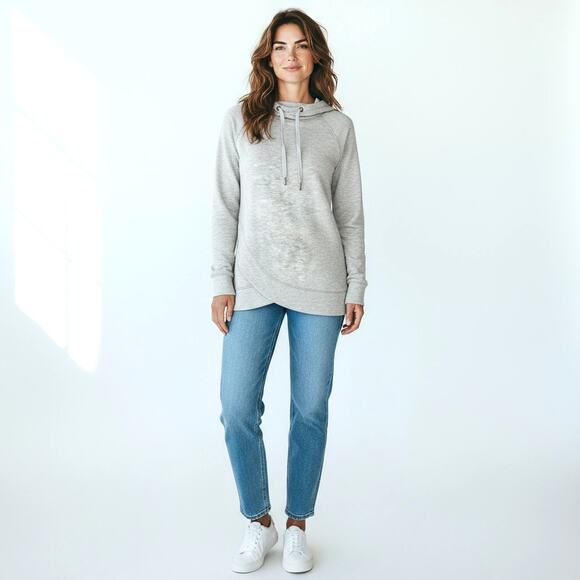 YOGALICIOUS Woman's Faux Wrap Cowl Neck Hoodie S Athleisure Gorpccore Campy - Picture 1 of 8